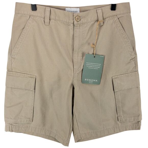 Sonoma Other - Sonoma Canas Cargo Shorts Men's 32x10 Relaxed Fit Bermuda Khaki Enzyme-Wash